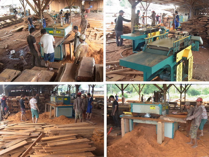 方木多片锯150型机械 柬埔寨上丁省 现场加工红木